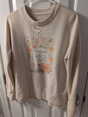 bible floral consider the wild flowers vintage wash loose fit pullover sweater s